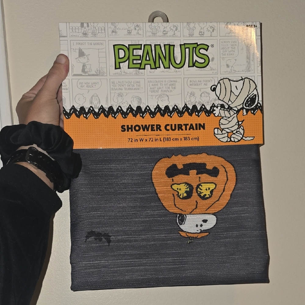 Peanuts Gray Snoopy Halloween Shower Curtain
